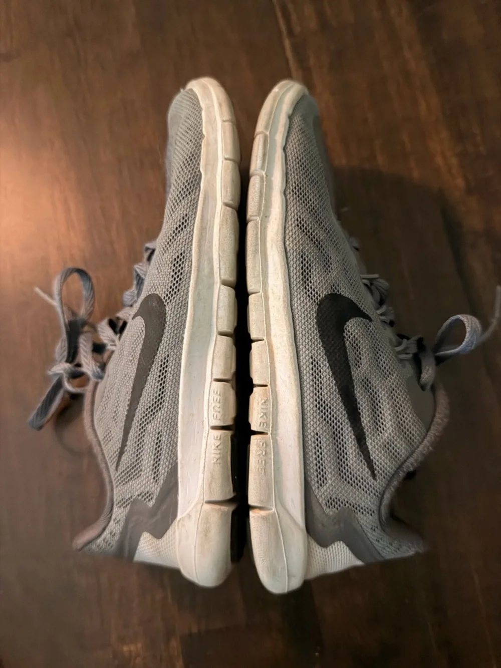 Nike Grey Mesh Running Sneakers with Black Swoosh